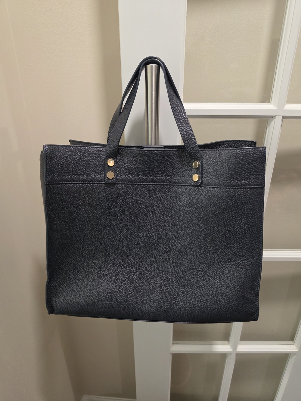 Large Essential Leather Tote - Navy - Picture 2 of 6